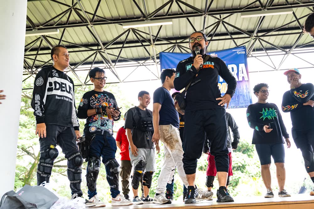 Riders on stage during the event opening