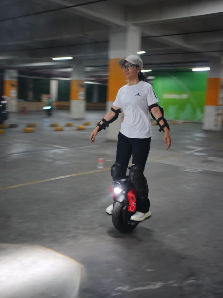 Rider with arms out finding balance